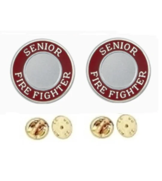 Senior Fire Fighter Round Disc Collar Insignia Set