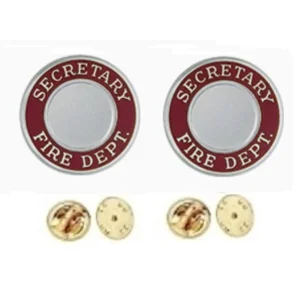 Secretary Fire Dept Round Disc Collar Insignia Set