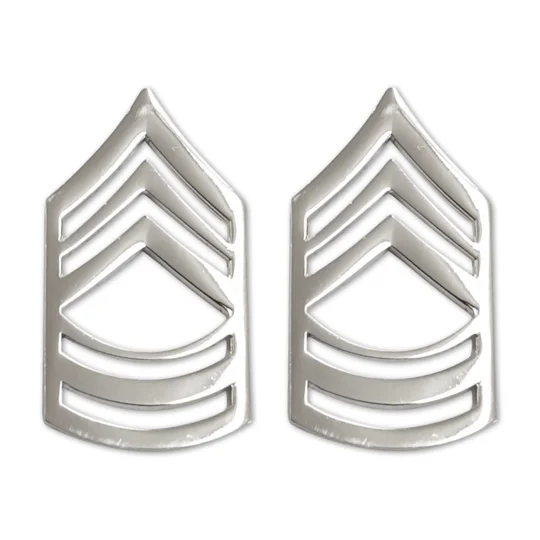 Collar Pin Master Sergeant 3/4 Silver Pair