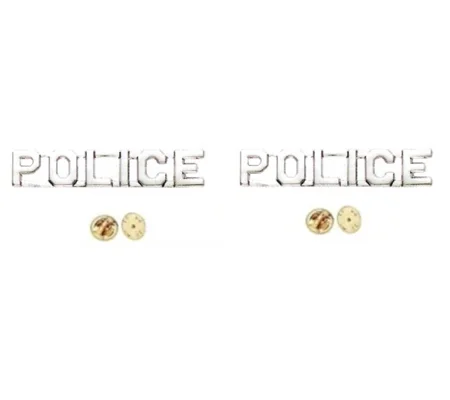 Collar Pins Letters 1/4" POLICE Silver