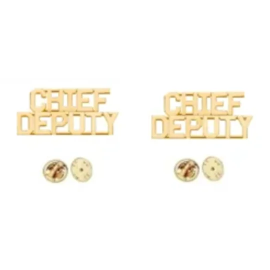 Collar Pins Insignia Letters CHIEF DEPUTY 1/4 Gold
