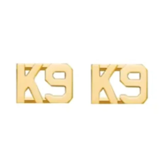 Collar Pins Insignia Letters 1/2'' K9 Canine Unit Dog Gold