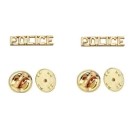 Collar Pins Letters 1/4" POLICE Gold
