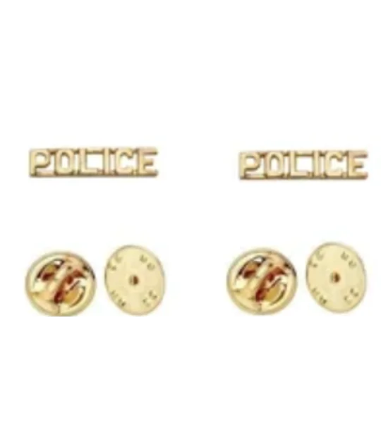 Collar Pins Letters 1/4" POLICE Gold
