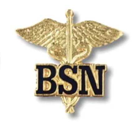 BSN Letters on Caduceus Pin