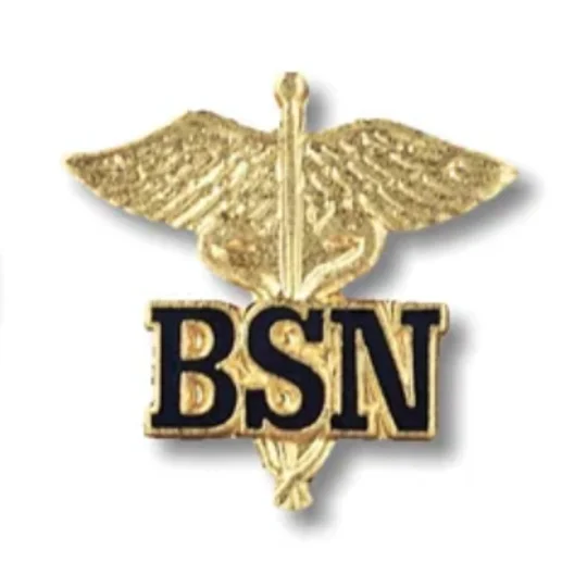 BSN Letters on Caduceus Pin