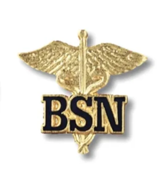 BSN Letters on Caduceus Pin
