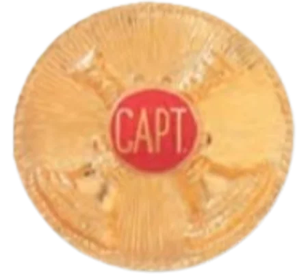 Hat Pin Bugles Disc 2 Bugle Crossed Gold - Red Captain Screw Post