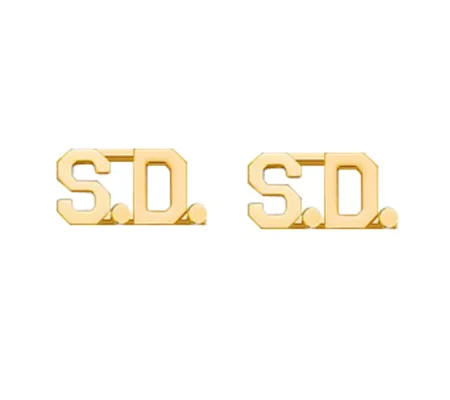 Collar Pins Insignia Letters 1/2'' S.D. SD Sheriff Department Gold