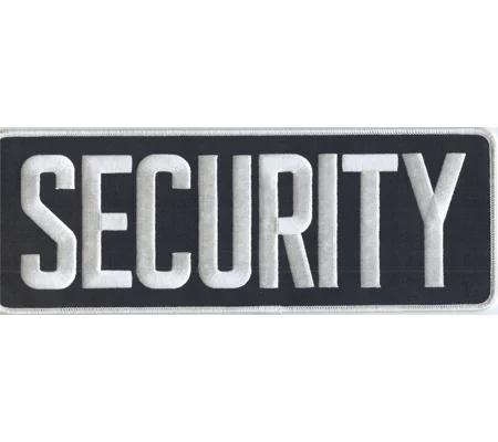 Security Back Patch Large 4 x 11 White on Navy