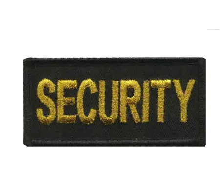 Security Front Chest Patch 1.5 x 3.25 Metallic Gold on Black