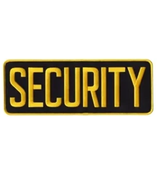 Security Back Patch 4 x 11 Gold on Midnight Blue Hook & Loop Velcro