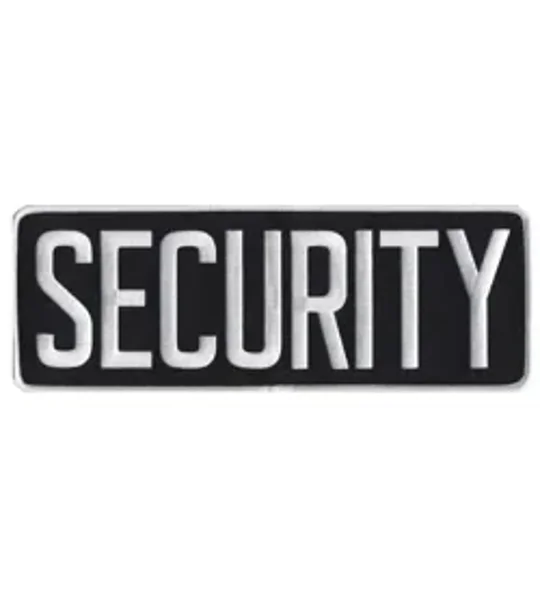 Security Back Patch 4 x 11 White on Black Hook & Loop Velcro