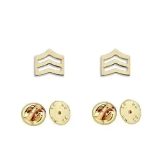 Sergeant Chevron Collar Pins Gold Military Officer