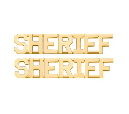 Collar Pins Letters 1/4" SHERIFF Gold