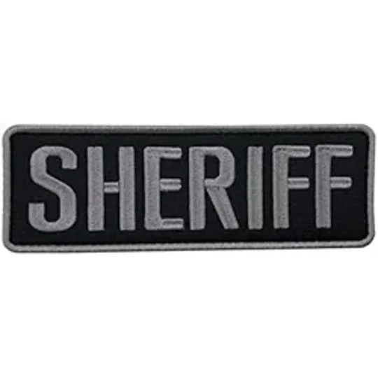Sheriff SO Back Patch Large 4 x 11 Gray on Black