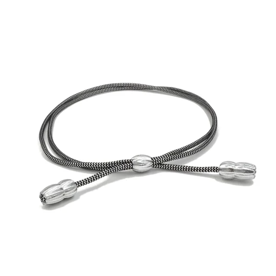 Cap Cord with Tassel Trooper Style Acorns Silver - Black