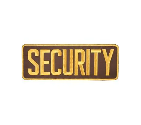 Security Back Patch Large 4 x 11 Gold on Brown