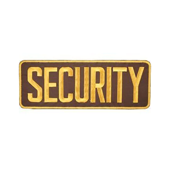 Security Back Patch Large 4 x 11 Gold on Brown