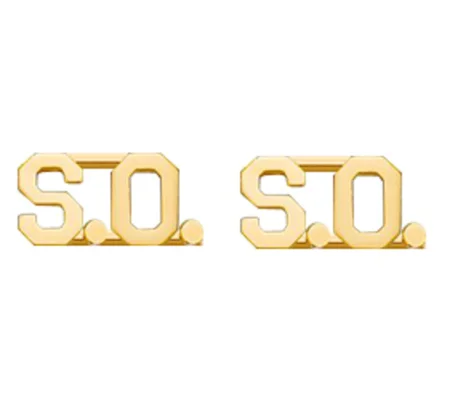 Collar Pins Insignia Letters 1/2'' S.O. SO Sheriff Office Gold