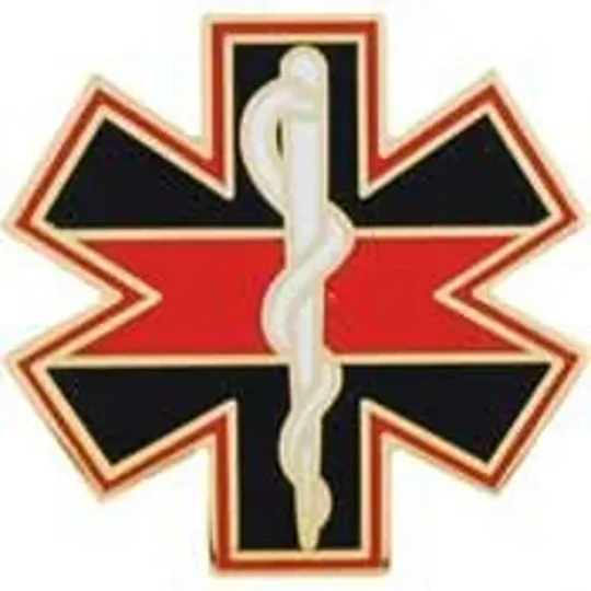 Star of Life Thin Red Line Tie Tac Collar Pin