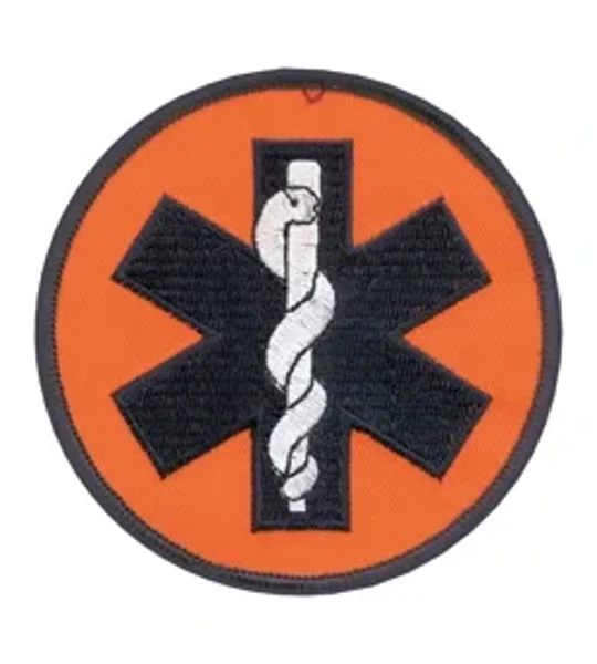 EMT Star of Life Medical Shoulder or Breast Round Patch Orange