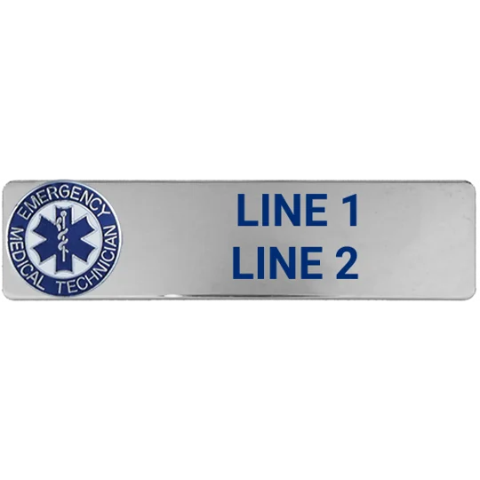Custom Engraved Uniform Name Tag 2 Line EMT Round