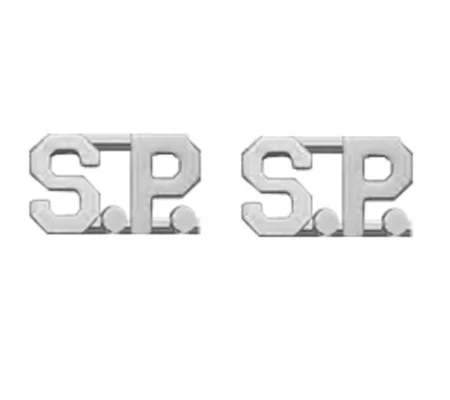 Collar Pins Insignia Letters 1/2'' S.P. SP Special State Police Silver