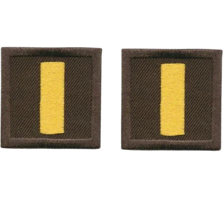 Lieutenant Bar Embroidered Gold on Brown Pair