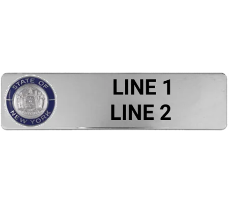 Custom Engraved Uniform Name Tag 2 Line Blue Outline State Seal