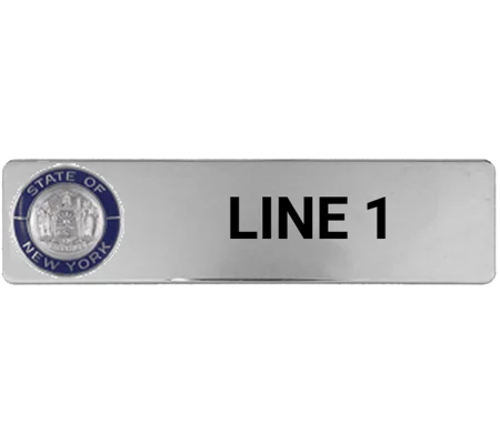 Custom Engraved Uniform Name Tag 1 Line Blue Outline State Seal