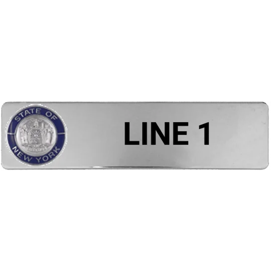 Custom Engraved Uniform Name Tag 1 Line Blue Outline State Seal