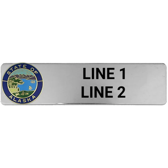 Custom Engraved Uniform Name Tag 2 Line Color State Seal
