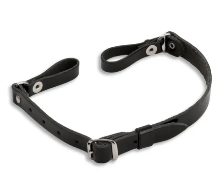 Plain Leather Cap Strap Black Kentucky Style Gold