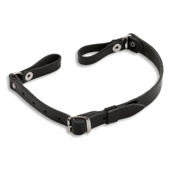 Plain Leather Cap Strap Black Kentucky Style Gold