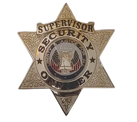 Security Officer 6 Point Star Badge Gold Supervisor