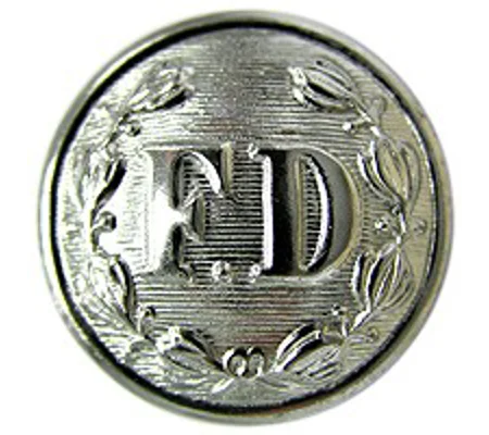 FD Firefighter Metal Button 7/8 Inch Silver