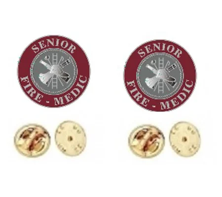 Senior Fire Medic Round Disc Collar Insignia Set