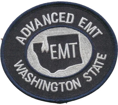 WA Washington State Advanced EMT Shoulder Patch Blue