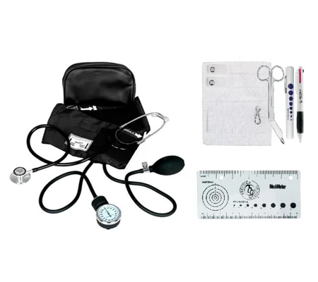 Dual Head Stethoscope BP Cuff Nurse Kit Black