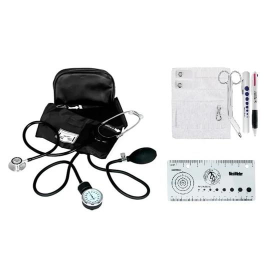 Dual Head Stethoscope BP Cuff Nurse Kit Black