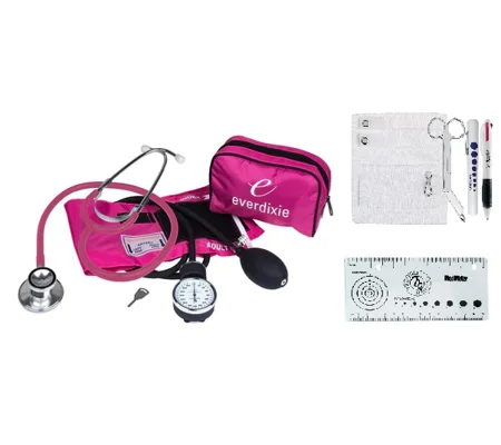 Dual Head Stethoscope BP Cuff Nurse Kit Pink