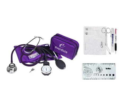 Dual Head Stethoscope BP Cuff Nurse Kit Purple