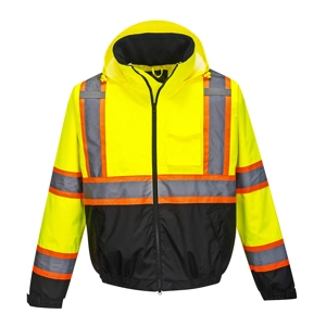 Hi-Vis 2-in-1 Contrast Tape Bomber Jacket Yellow Black