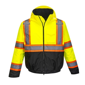 Hi-Vis Contrast Tape Bomber Jacket Yellow Black
