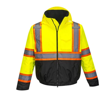 Hi-Vis Contrast Tape Bomber Jacket Yellow Black