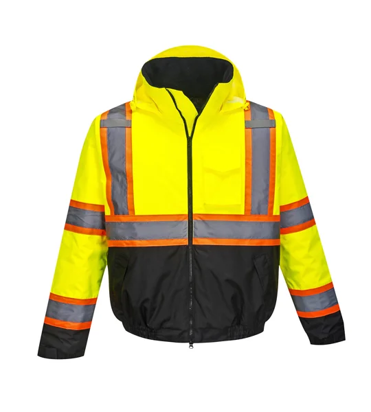 Hi-Vis Contrast Tape Bomber Jacket Yellow Black