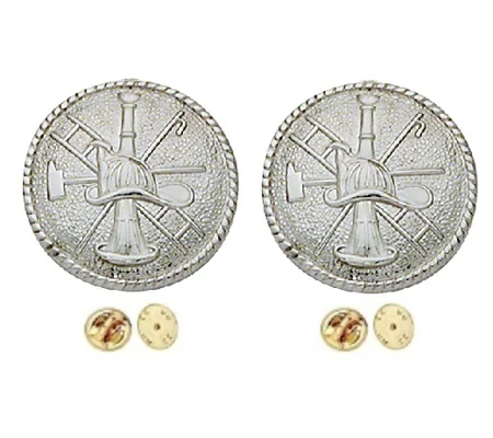 Fire Scramble Disc Collar Pin Insignia Silver Style 2