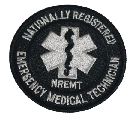 Nationally Registered Emergency Medical Technician NREMT Patch 3 Inch Black