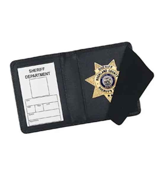 Black Wallet Badge Holder Round Cut Out